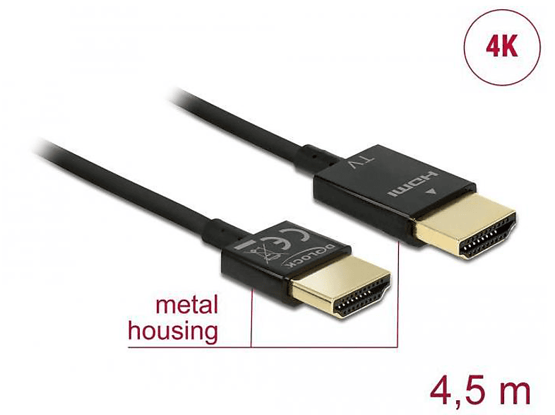DELOCK DELOCK Kabel HDMI-A Stecker Schwarz & 3D 4,5 Video, m Optionen & 4K TV Display & Zubehör, Audio, 
