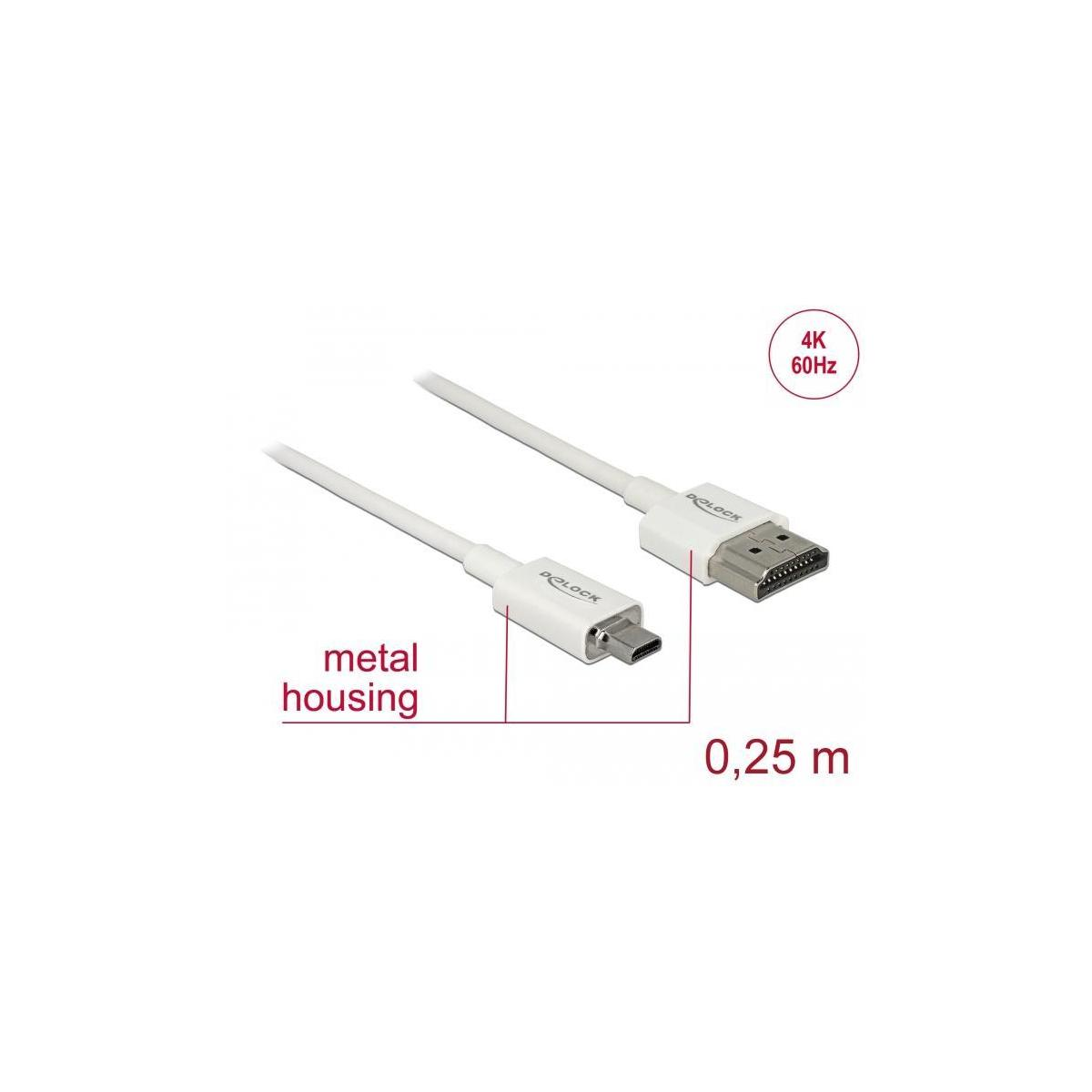 DELOCK DELOCK Kabel HDMI-A<gt/>HDMI Optionen Micro-D4K0,25m TV Video, Zubehör, & & Audio, & Weiß & Display