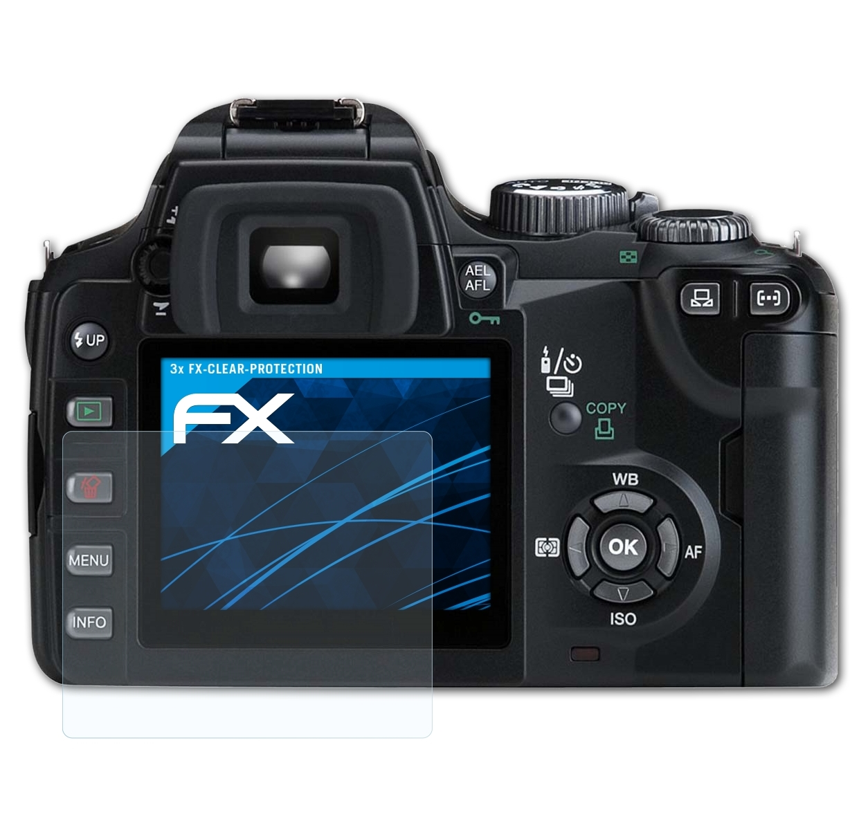 E-500) 3x Displayschutz(für Olympus FX-Clear ATFOLIX