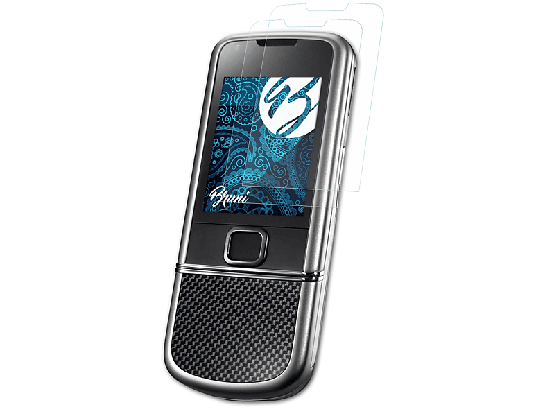 BRUNI 2x Arte) Carbon 8800 Nokia Basics-Clear Schutzfolie(für