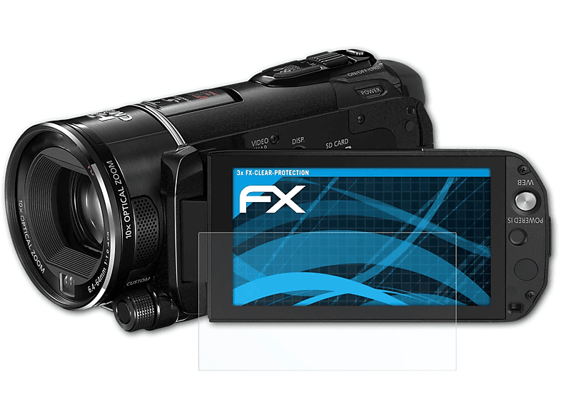 S21) Canon FX-Clear HF (Vixia) 3x Displayschutz(für ATFOLIX Legria