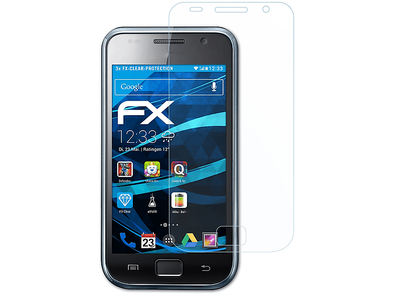 ATFOLIX 3x FX-Clear Displayschutz(für Samsung Galaxy S I9000)