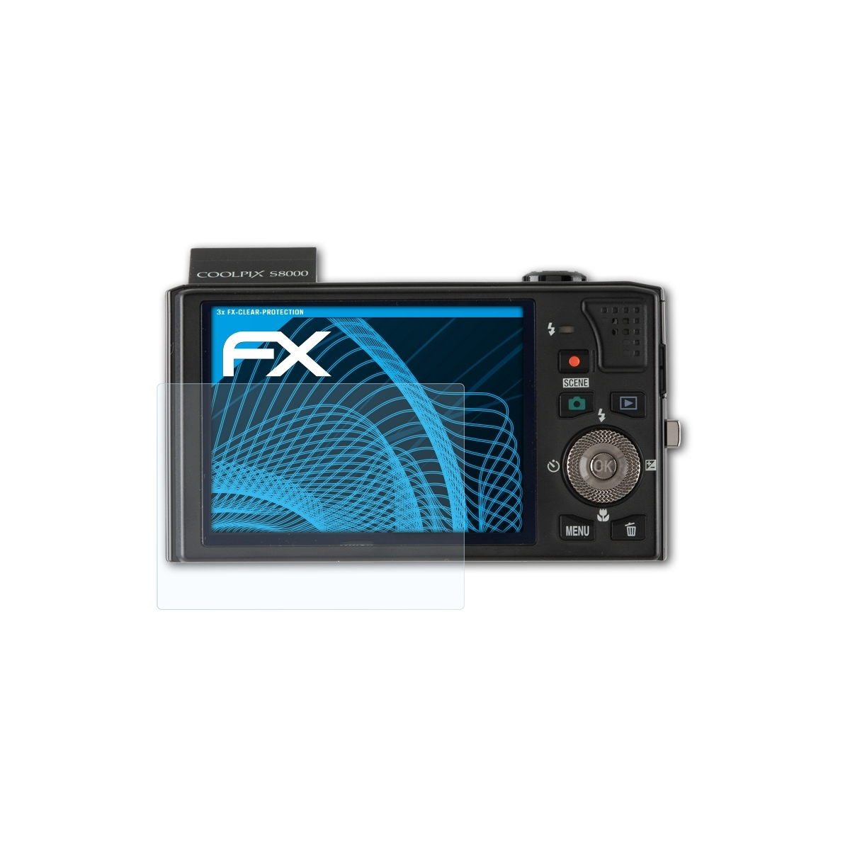 ATFOLIX 3x FX-Clear Coolpix Displayschutz(für Nikon S8000)