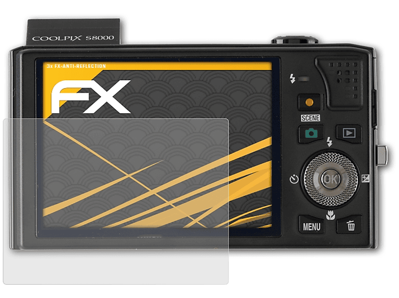 ATFOLIX 3x FX-Antireflex Nikon S8000) Coolpix Displayschutz(für