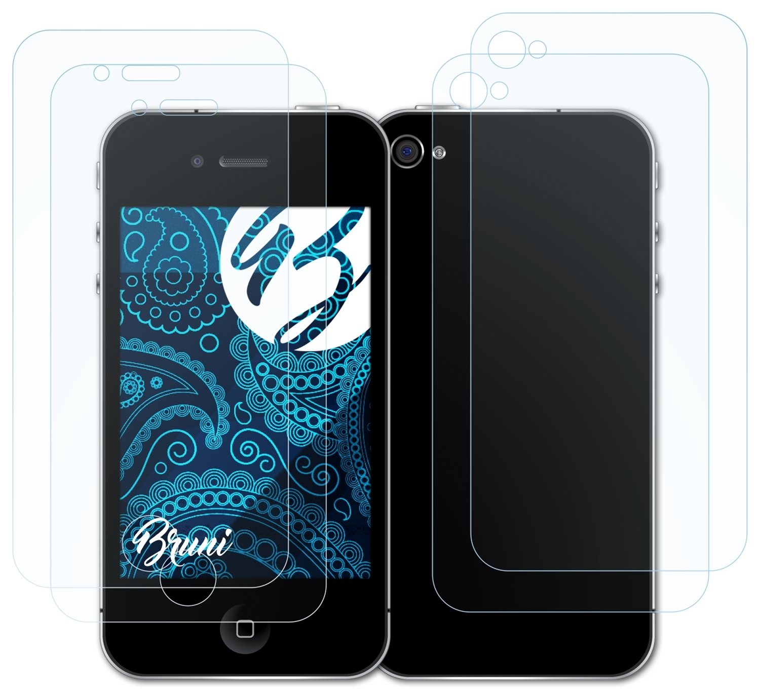BRUNI 2x Basics-Clear / 4 4s) Apple Schutzfolie(für iPhone