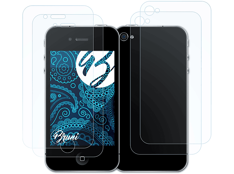 BRUNI 2x Basics-Clear Schutzfolie(für Apple iPhone 4 / 4s)