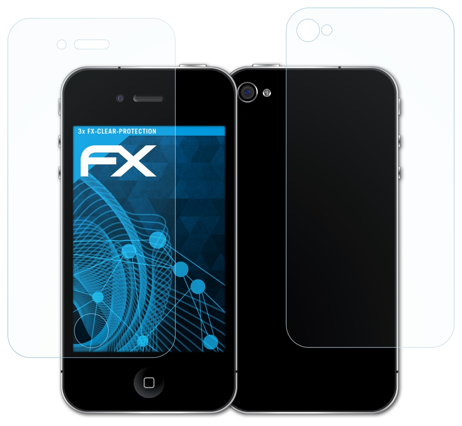 ATFOLIX 3x FX-Clear Displayschutz(für Apple 4 / 4s) iPhone