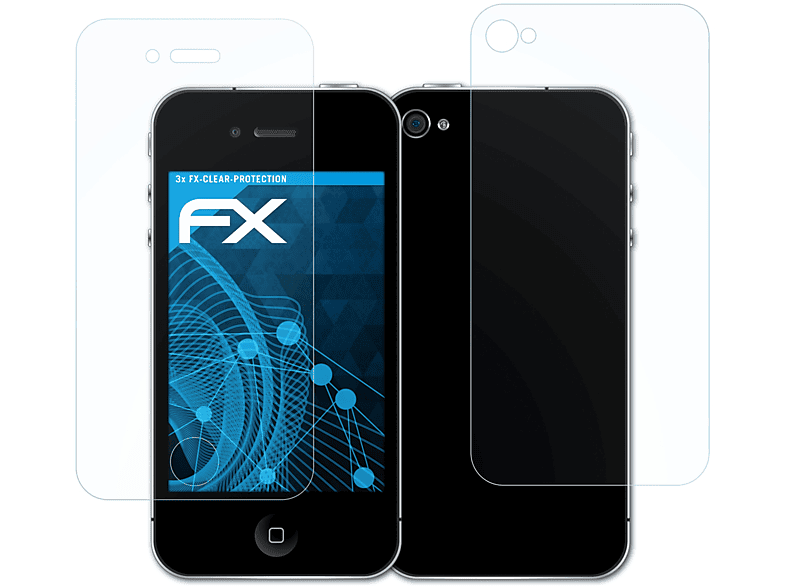 ATFOLIX 3x FX-Clear Displayschutz(für Apple iPhone 4 / 4s)