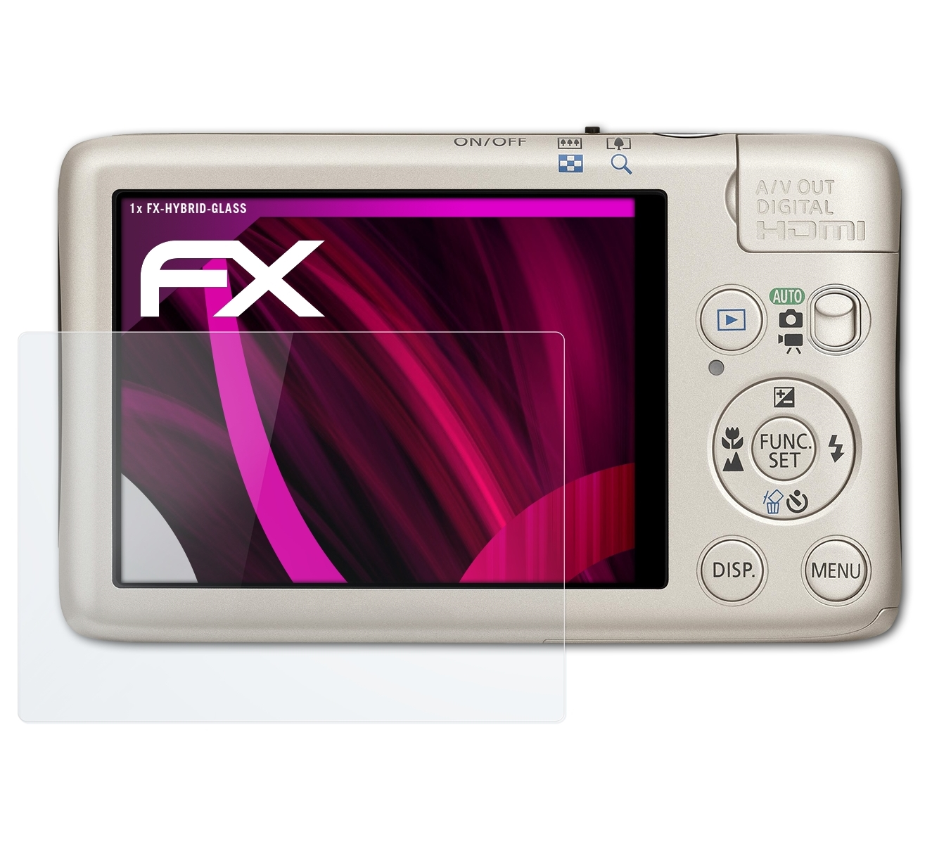 ATFOLIX FX-Hybrid-Glass Digital Canon IXUS 130) Schutzglas(für
