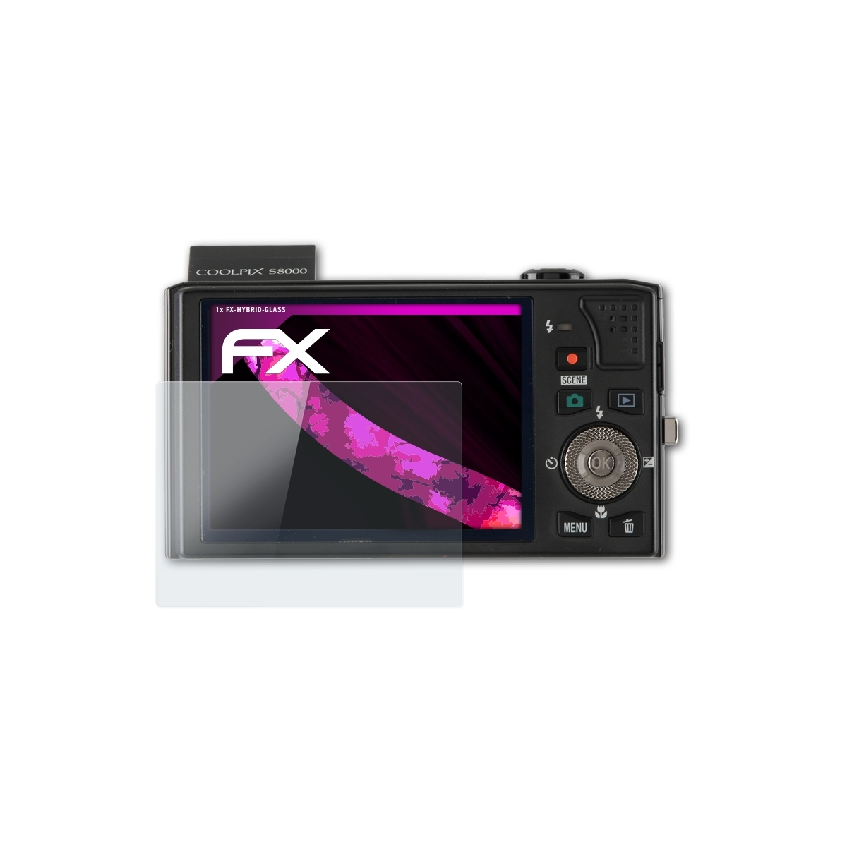 ATFOLIX FX-Hybrid-Glass Schutzglas(für Nikon S8000) Coolpix