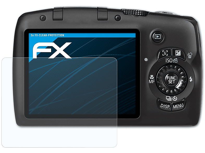 3x FX-Clear Canon IS) SX120 PowerShot Displayschutz(für ATFOLIX
