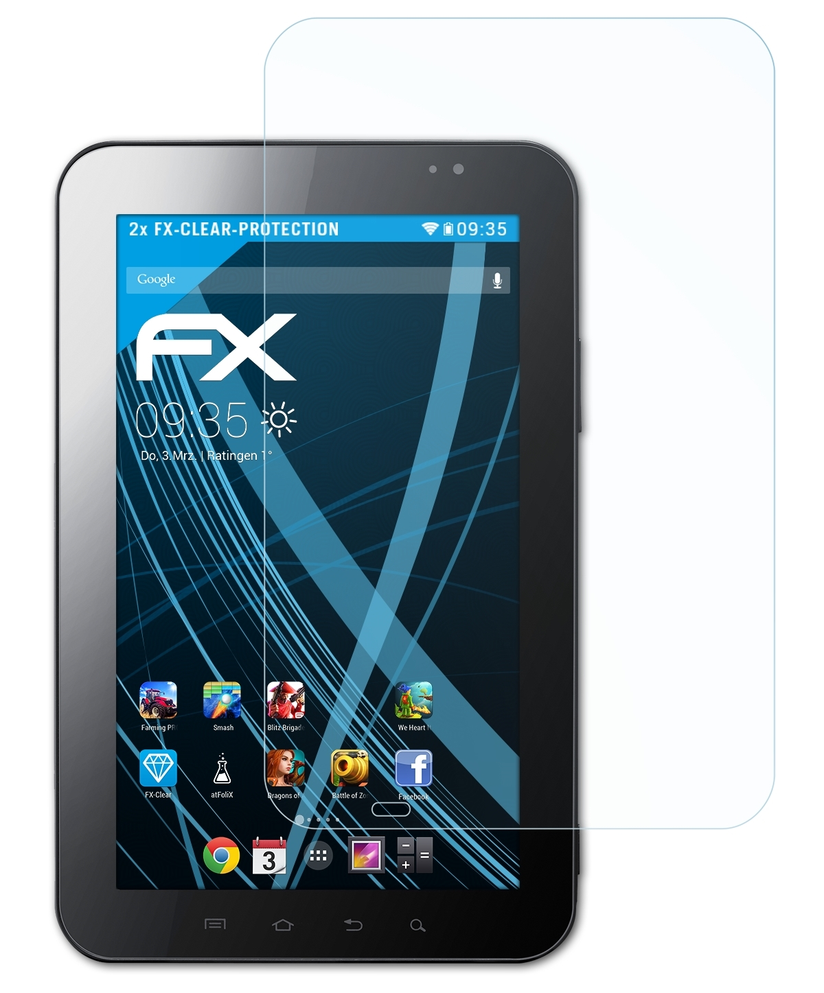 ATFOLIX 2x Samsung Tab Galaxy FX-Clear Displayschutz(für (GT-P1000))