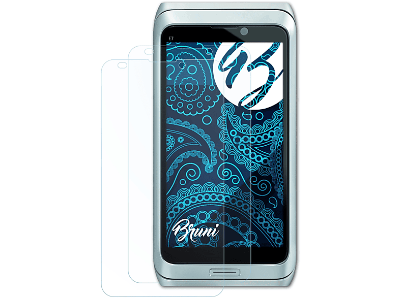 BRUNI 2x Nokia E7) Basics-Clear Schutzfolie(für