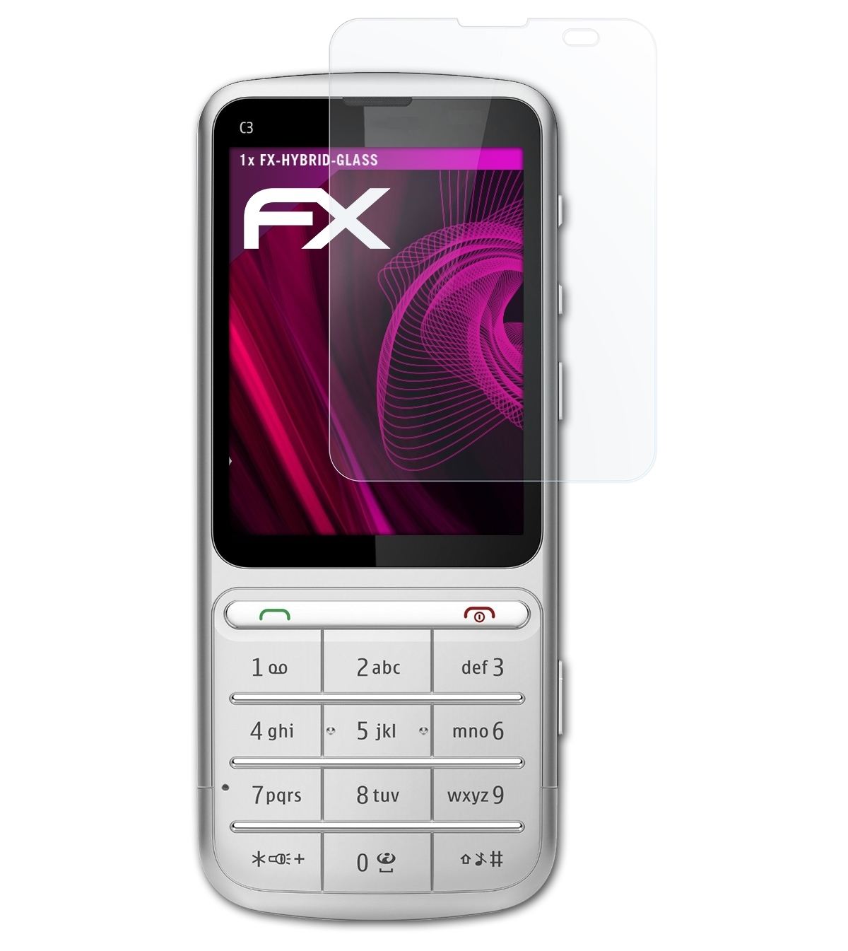 Nokia and C3-01 ATFOLIX Touch FX-Hybrid-Glass Type) Schutzglas(für