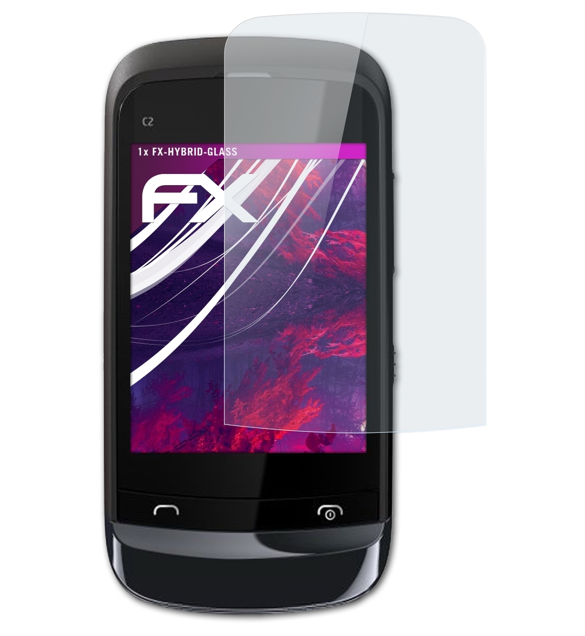 ATFOLIX FX-Hybrid-Glass Nokia C2-02) Schutzglas(für
