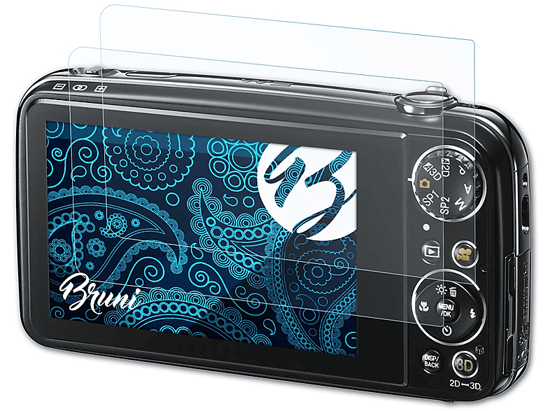 BRUNI 2x Basics-Clear Schutzfolie(für Fujifilm FinePix REAL 3D W3)