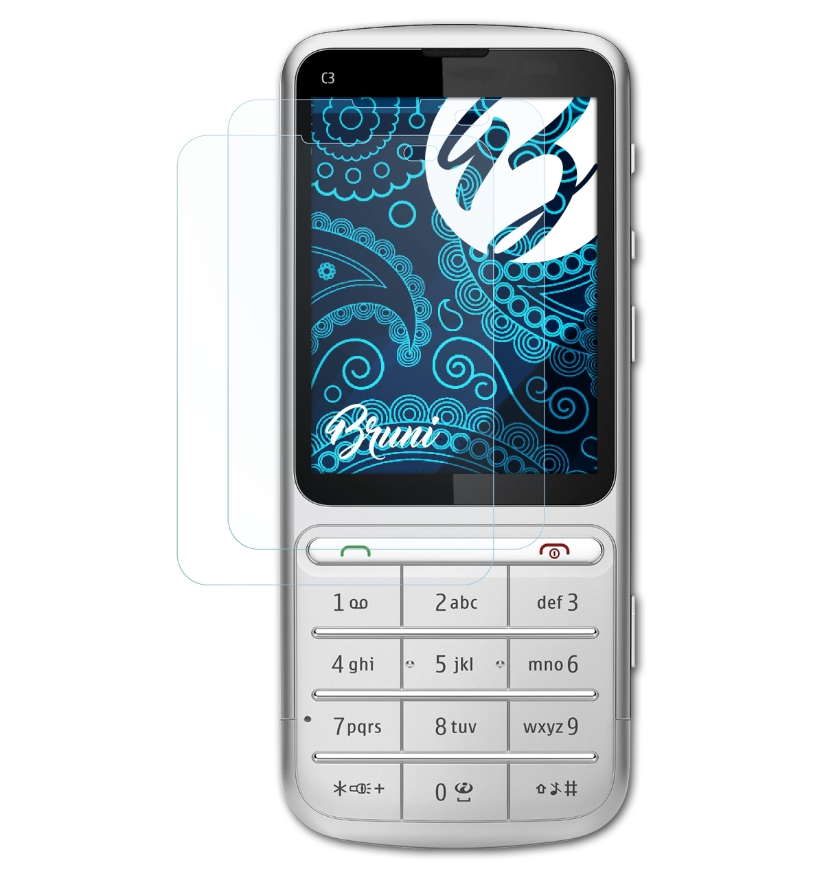 BRUNI 2x Basics-Clear Schutzfolie(für Nokia and Touch Type) C3-01