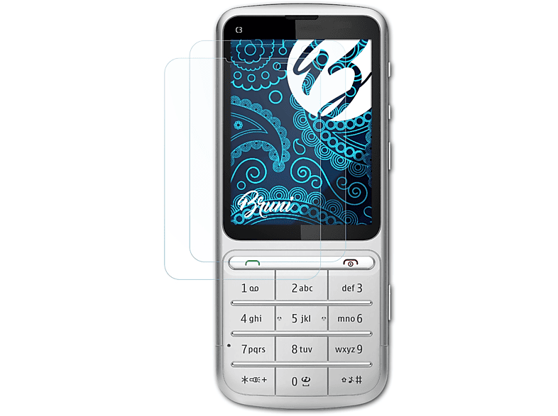 BRUNI 2x Basics-Clear Schutzfolie(für Nokia C3-01 Touch and Type)