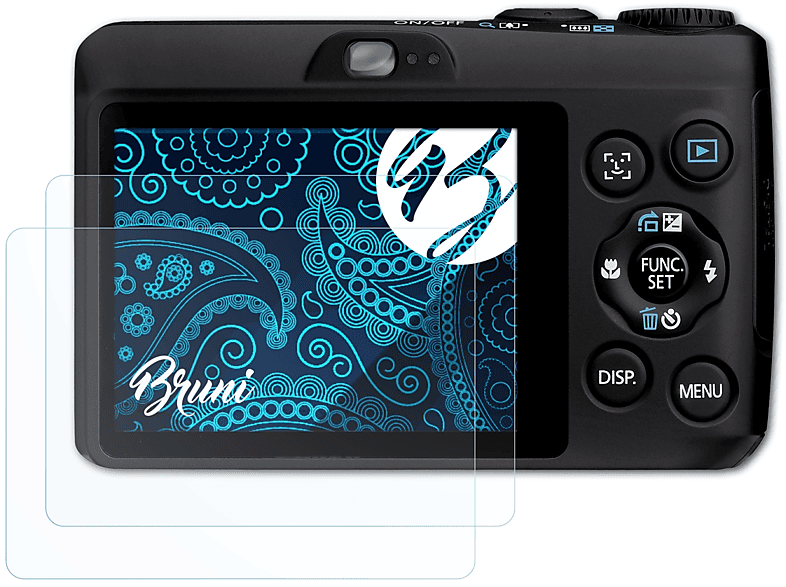 BRUNI 2x Basics-Clear Schutzfolie(für Canon PowerShot A1200)
