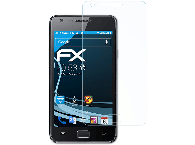 ATFOLIX 3x FX-Clear Displayschutz(für Samsung Galaxy S2 (GT-i9100))