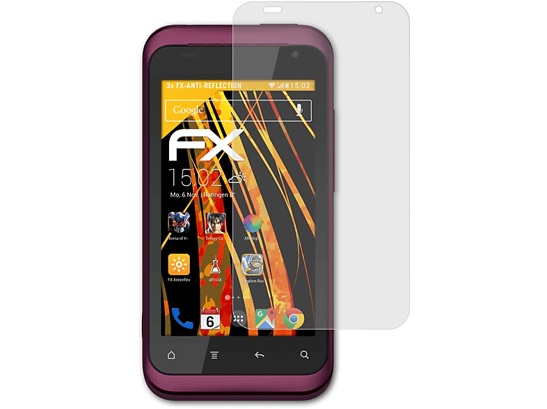 ATFOLIX 3x FX-Antireflex Displayschutz(für HTC Rhyme)