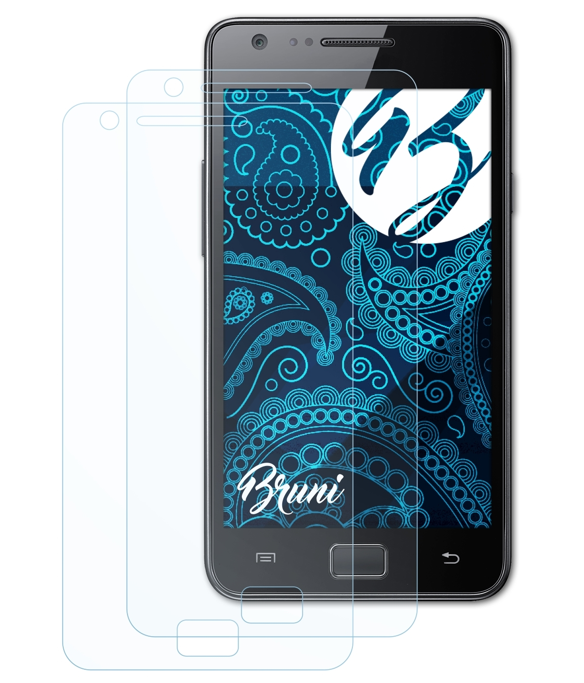 BRUNI 2x Basics-Clear Schutzfolie(für Samsung S2 Galaxy (GT-i9100))