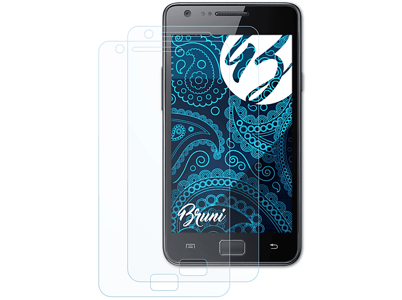 BRUNI 2x Basics-Clear Schutzfolie(für Samsung Galaxy S2 (GT-i9100))