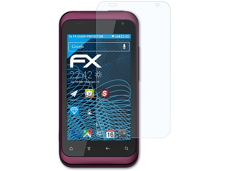 FX-Clear 3x ATFOLIX HTC Rhyme) Displayschutz(für