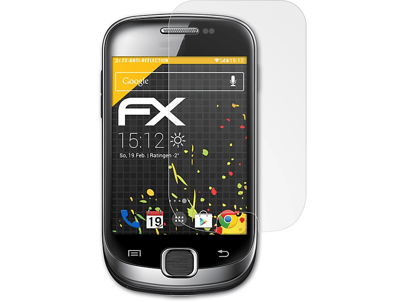 ATFOLIX 3x FX-Antireflex Displayschutz(für Samsung (GT-S5670)) Galaxy Fit