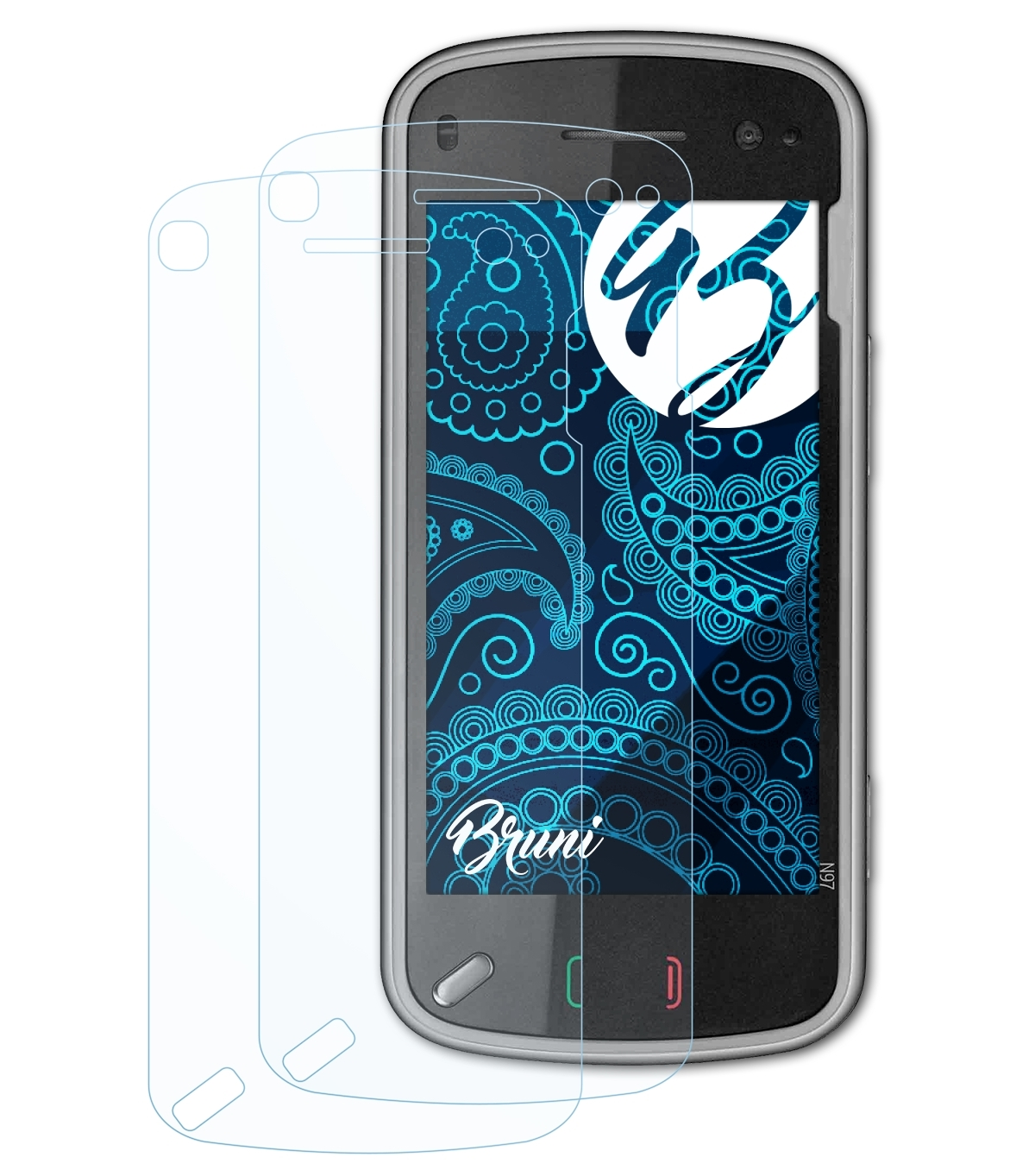 BRUNI 2x Schutzfolie(für Nokia Basics-Clear N97)