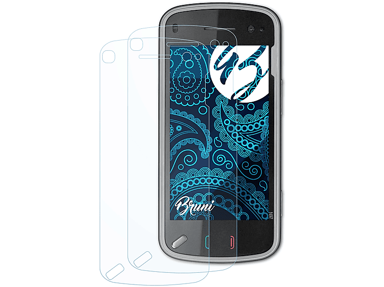 BRUNI 2x Basics-Clear N97) Nokia Schutzfolie(für