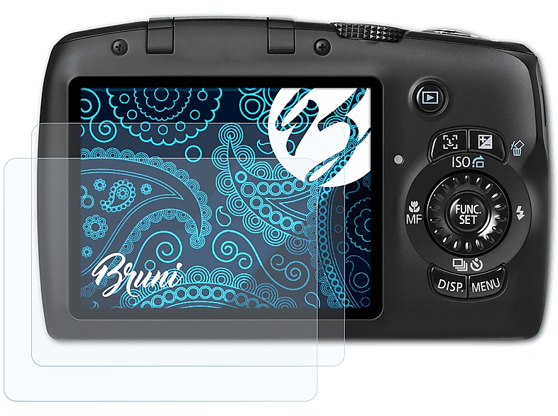 BRUNI 2x Basics-Clear Schutzfolie(für Canon PowerShot SX120 IS)