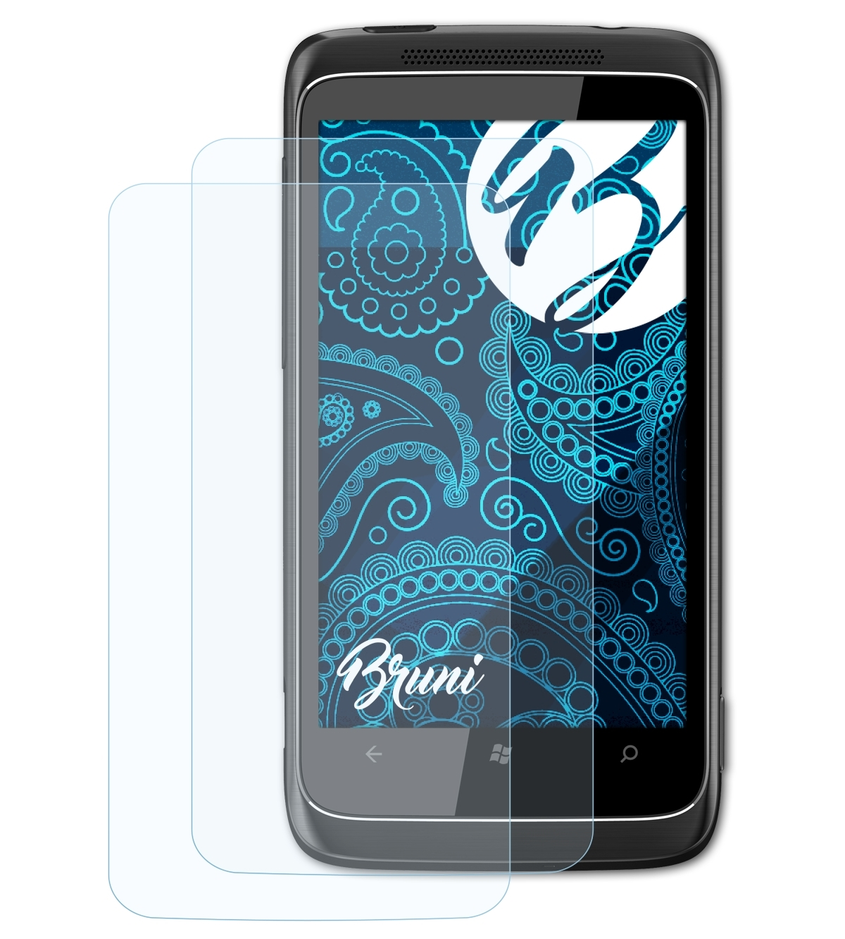 BRUNI 2x Basics-Clear Trophy) Schutzfolie(für 7 HTC