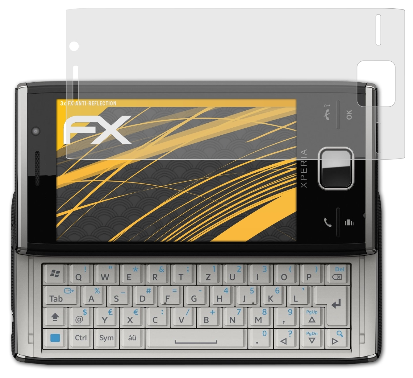 Displayschutz(für ATFOLIX Xperia FX-Antireflex Sony-Ericsson X2) 3x
