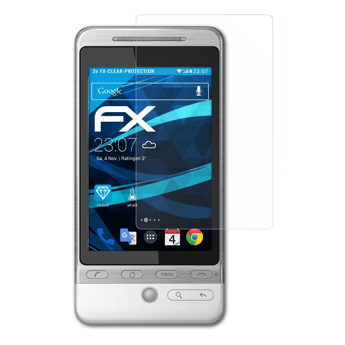 ATFOLIX 3x FX-Clear Displayschutz(für Hero (A6262)) HTC