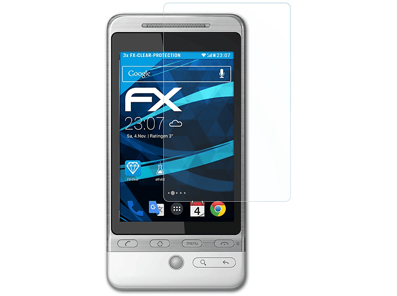 ATFOLIX 3x FX-Clear Displayschutz(für HTC Hero (A6262))