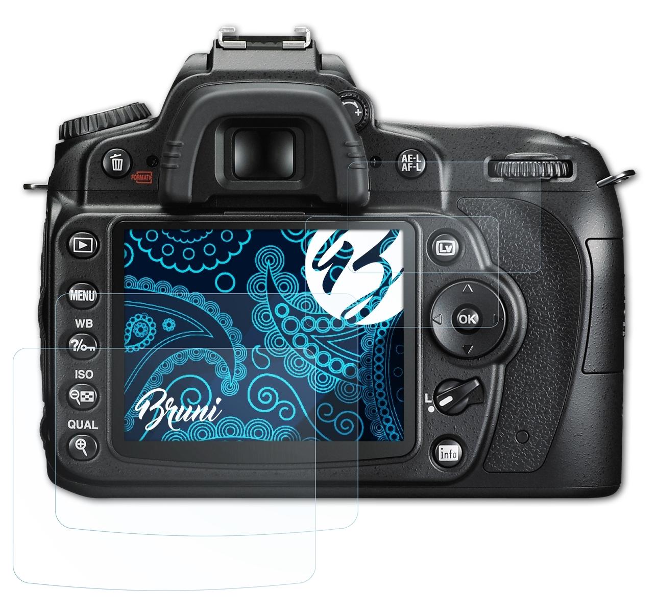 BRUNI 2x Basics-Clear D90) Schutzfolie(für Nikon