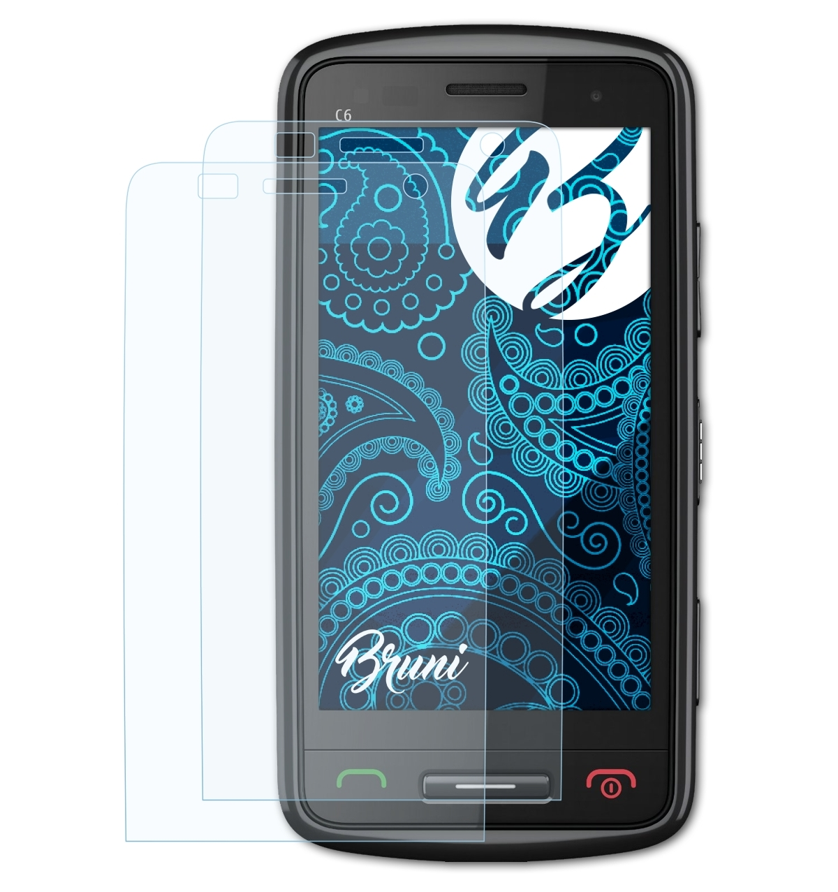 BRUNI 2x Basics-Clear Schutzfolie(für Nokia C6-01)