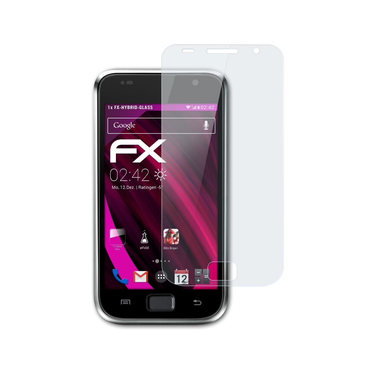 Samsung Plus FX-Hybrid-Glass Galaxy ATFOLIX Schutzglas(für (GT-i9001)) S