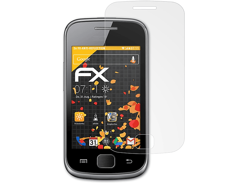 ATFOLIX 3x FX-Antireflex Displayschutz(für Samsung Galaxy Gio (GT-S5660))