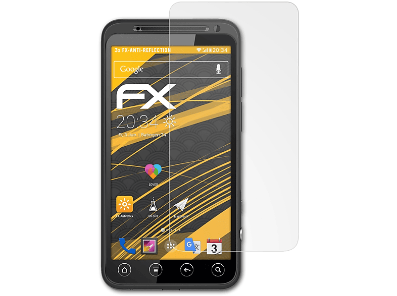 ATFOLIX 3x FX-Antireflex Displayschutz(für HTC EVO 3D)