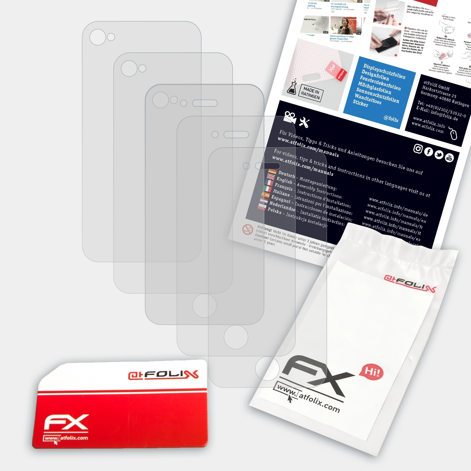 ATFOLIX 3x FX-Antireflex 4 iPhone / 4s) Displayschutz(für Apple