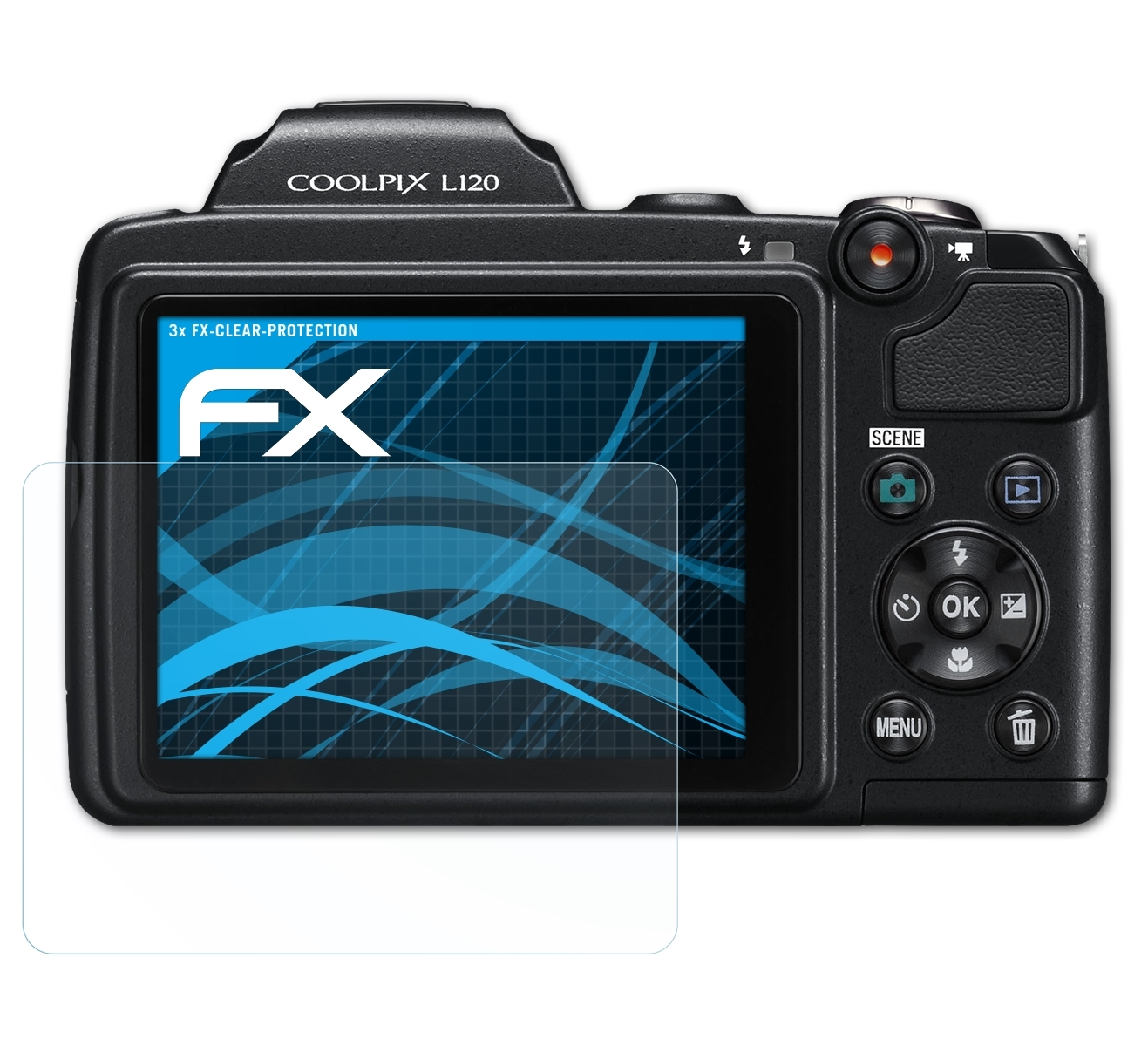 Nikon FX-Clear Displayschutz(für L120) 3x ATFOLIX Coolpix