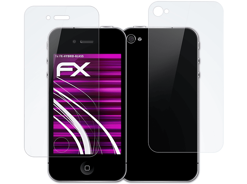 ATFOLIX FX-Hybrid-Glass Schutzglas(für Apple 4s) iPhone 4 
