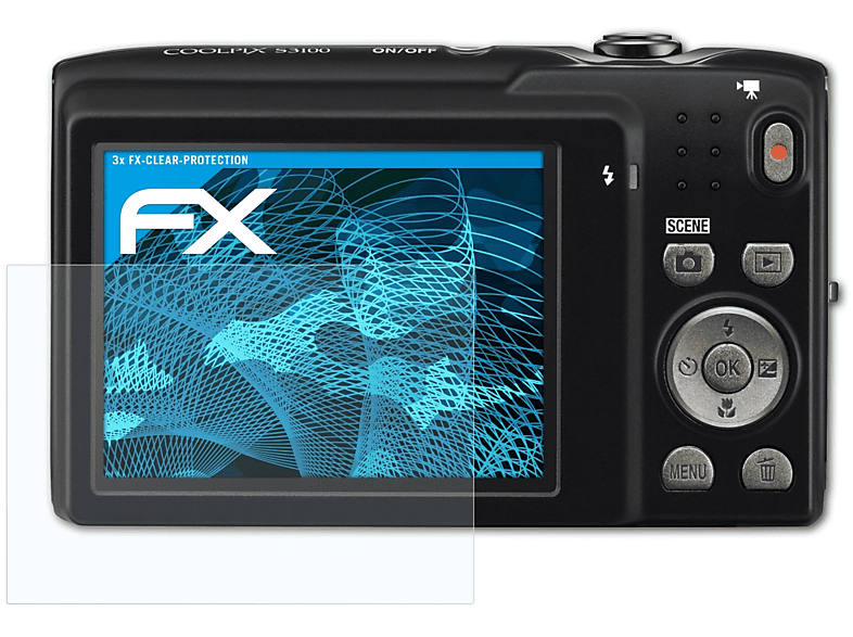 FX-Clear 3x Nikon ATFOLIX S3100) Coolpix Displayschutz(für