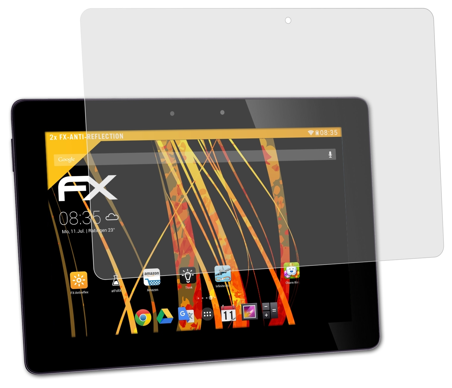 ATFOLIX 2x FX-Antireflex Displayschutz(für Prime Transformer Asus (TF201)) Pad Eee