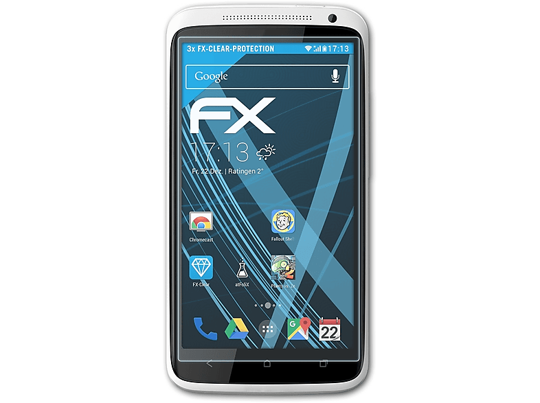 HTC X, ATFOLIX Displayschutz(für X+) One FX-Clear 3x