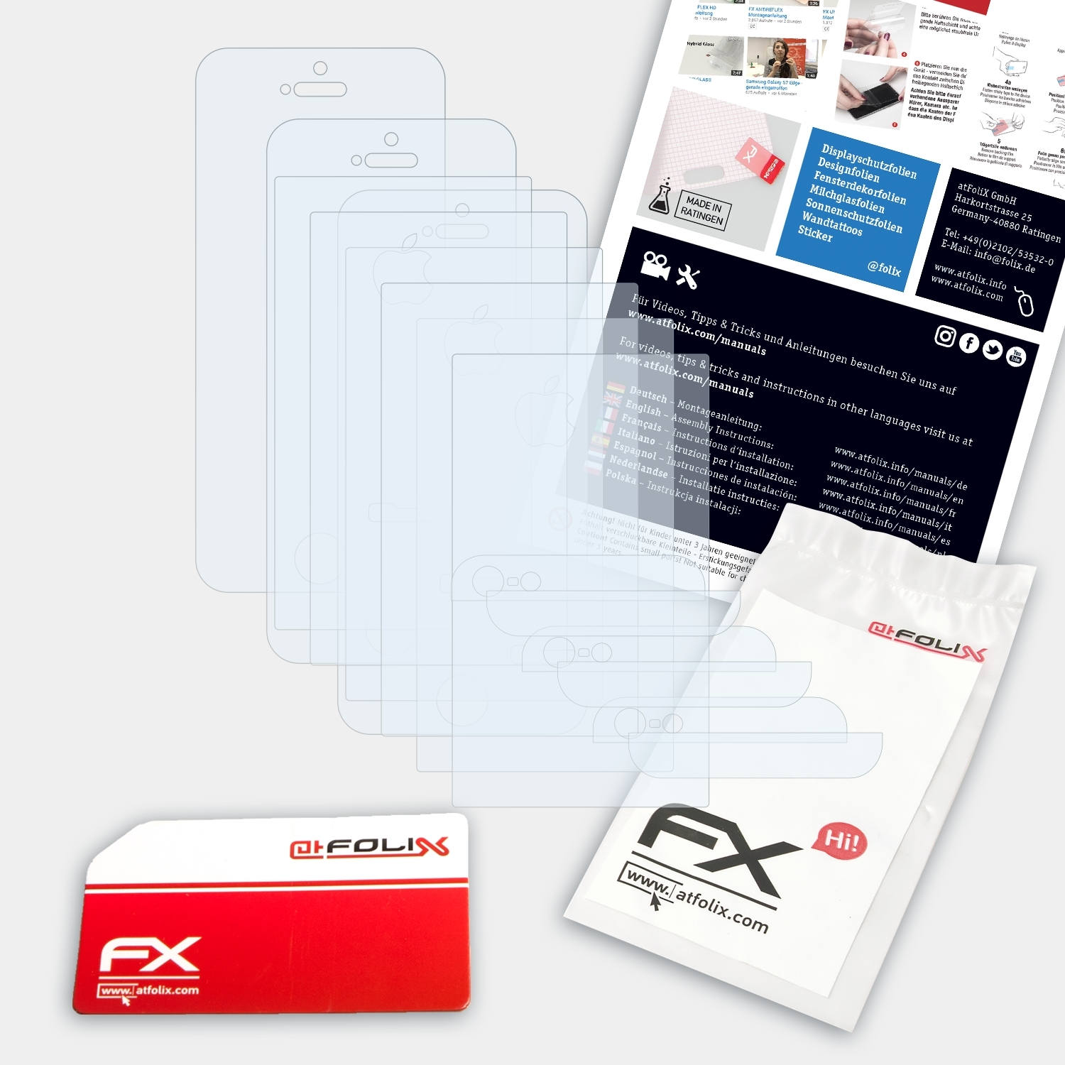 ATFOLIX 3x FX-Clear Displayschutz(für 5) iPhone Apple