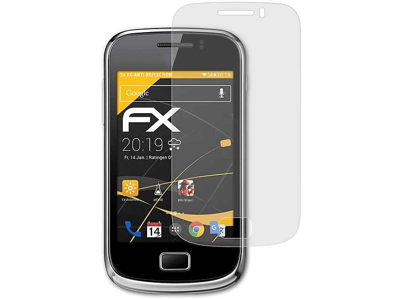 ATFOLIX 3x FX-Antireflex Displayschutz(für Samsung Galaxy mini 2 (GT-S6500))