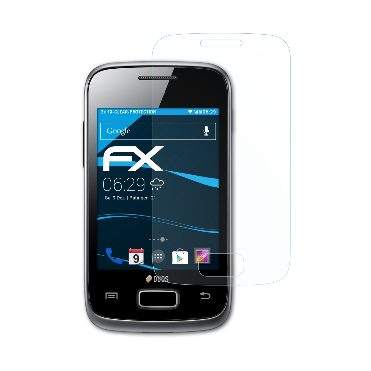 ATFOLIX 3x Duos FX-Clear Samsung Displayschutz(für Galaxy Y (GT-S6102))